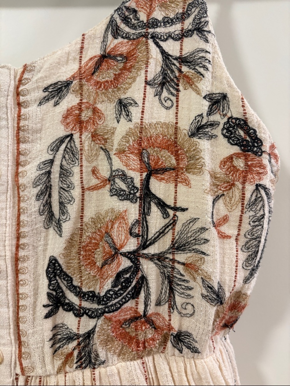 Jackson Rowe Cream Maxi Dress with Embroidered Floral Bodice and Straps - Picture 4 of 6